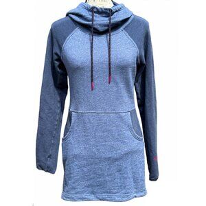 The North Face Cowl Neck Tunic Long Sweater Thumbholes Pockets Blue Pink S